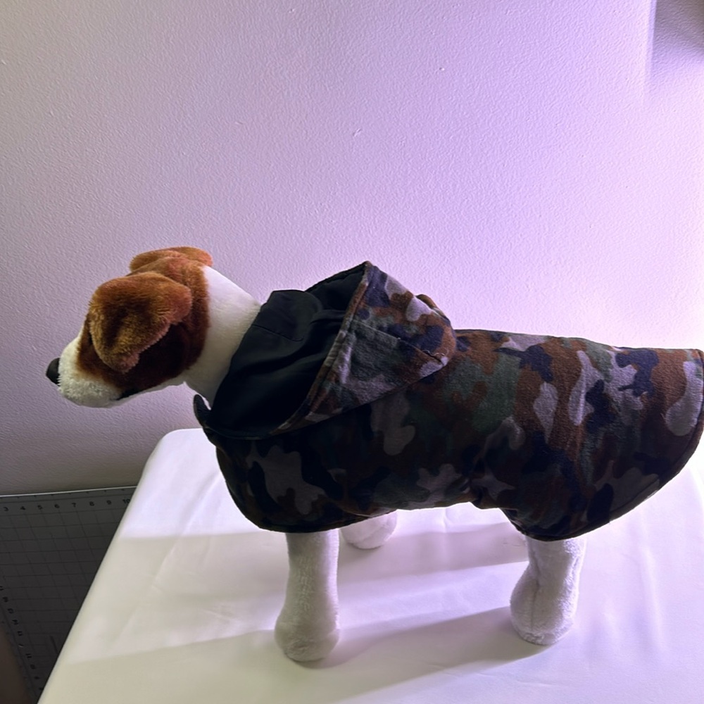 Camouflage Fleece Dog Coat with Hoodie.